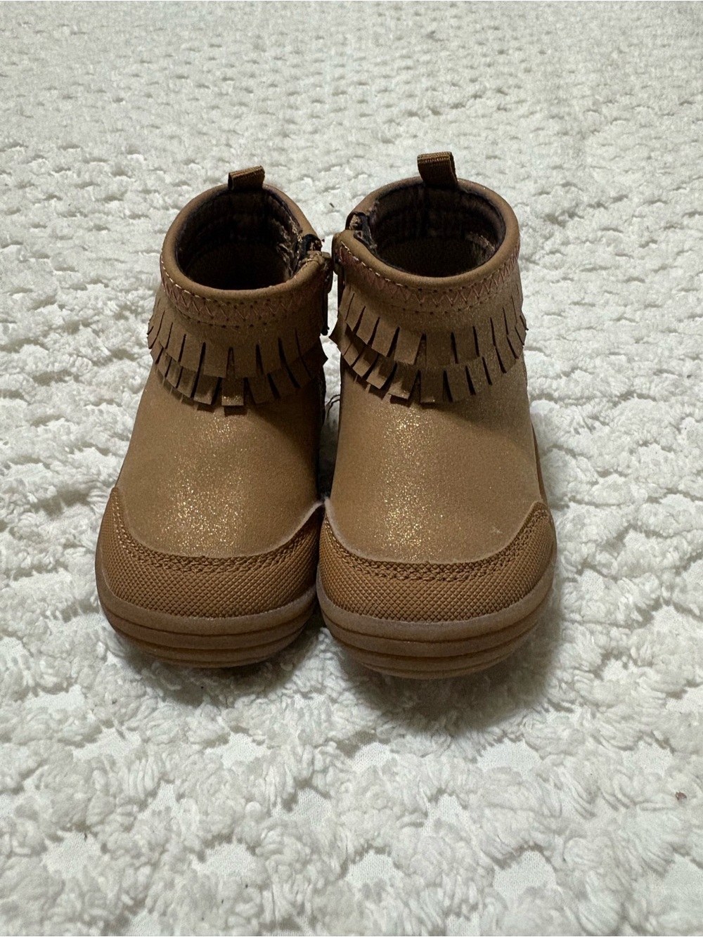 Kids Stride Rite Fringe Ankle Boots in Brown